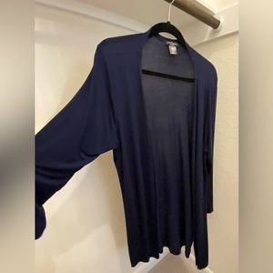 Dark Blue Open Front Duster Sweater - Size 2X
